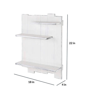 Mango Wood Floating Wall Shelf in White Colour