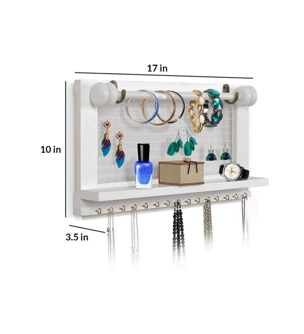 Mango Wood Floating Wallshelf in White Colour