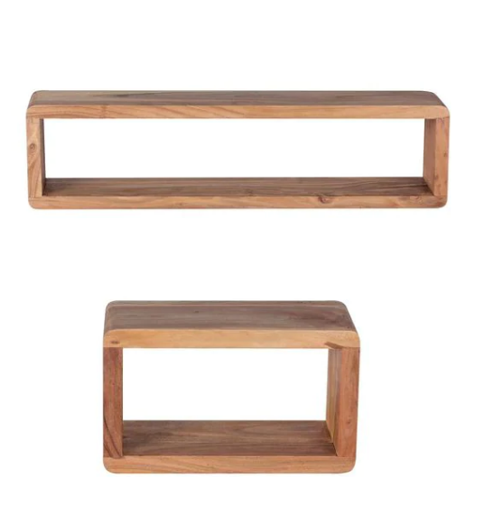 Mango Wood Set Of 3 Floating Wallshelf