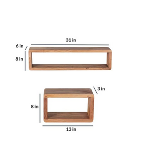Mango Wood Set Of 3 Floating Wallshelf