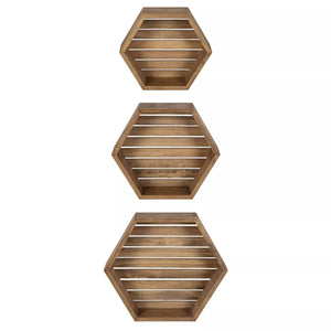 Hexagonal Wood Shelf Set of 3