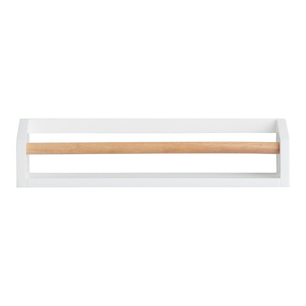 White And Natural Wood Wall Shelf With Bar