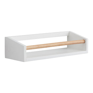White And Natural Wood Wall Shelf With Bar