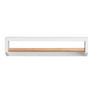 White And Natural Wood Wall Shelf With Bar