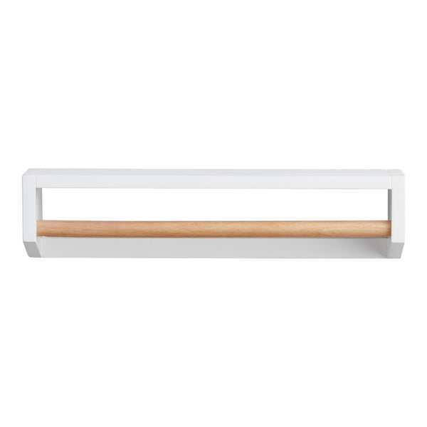 White And Natural Wood Wall Shelf With Bar