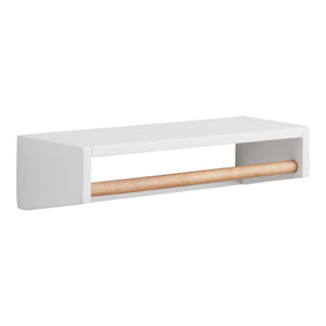 White And Natural Wood Wall Shelf With Bar