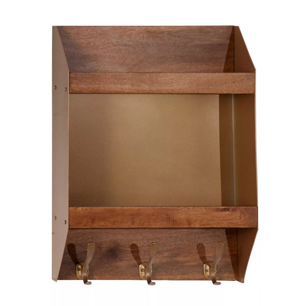 Industrial Iron and Wood Wall Shelf