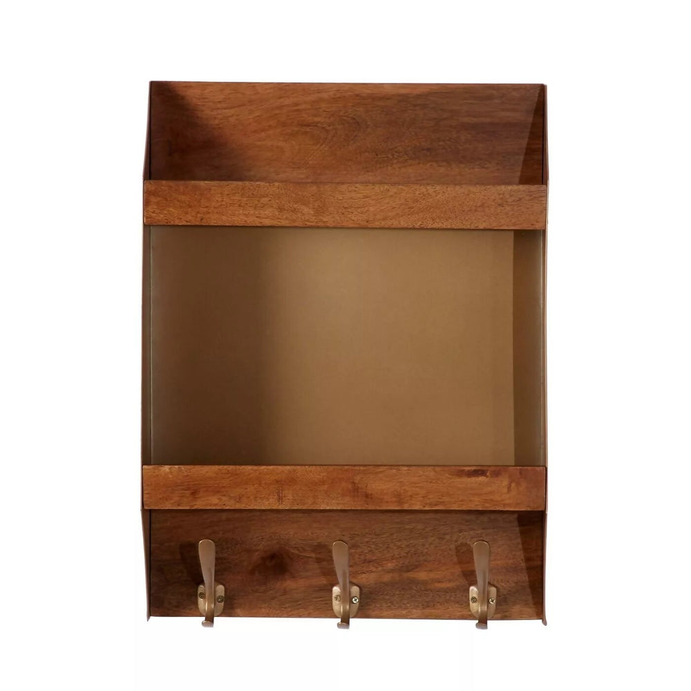 Industrial Iron and Wood Wall Shelf