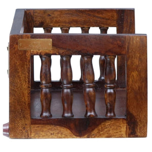 Sheesham Wood and Spindle Floating Book Shelves in Provincial Teak Finish