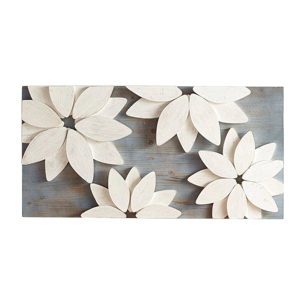 White Solid Wood Flower Wall Art