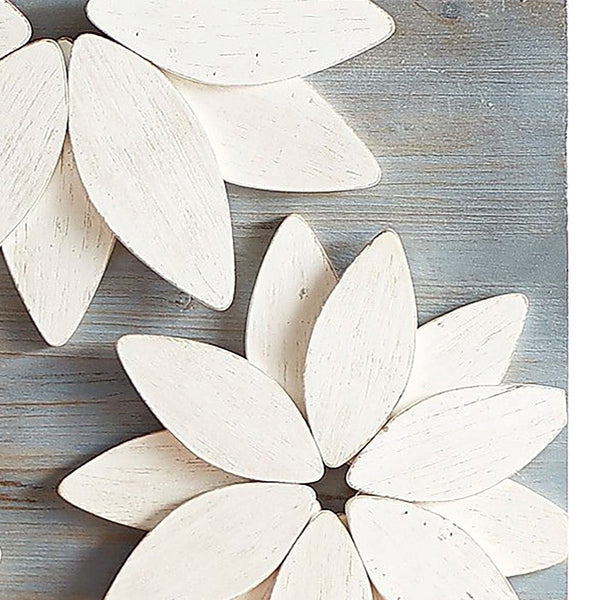 White Solid Wood Flower Wall Art