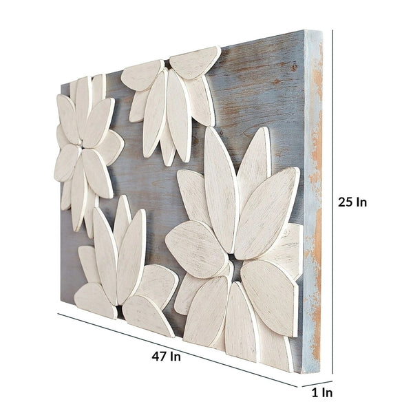 White Solid Wood Flower Wall Art