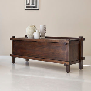 Diner Solid Mango Wood TV Unit 1 Door In Provincial Teak Finish