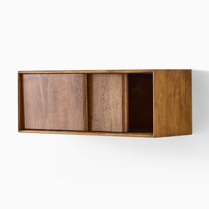 Reggie Solid Mango Wood Wall Shelf with Sliding Door