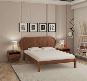 Orren Mango Wood Queen Size Bed In Provincial Teak Finish Without Storage (60 x 78 inches)