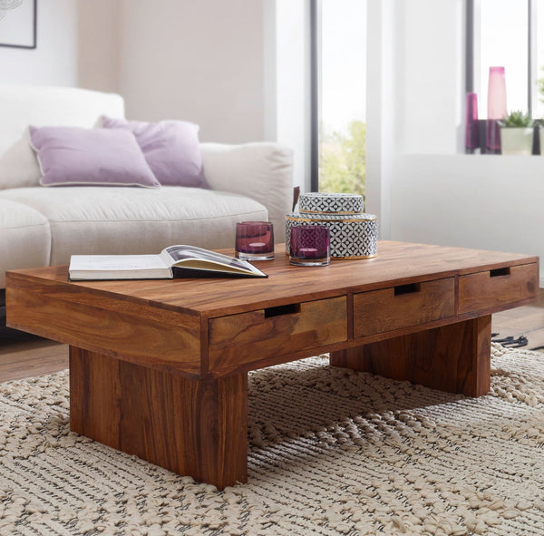Solid Wood Sheesham Coffee Table With 6 Drawers