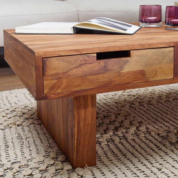 Solid Wood Sheesham Coffee Table With 6 Drawers