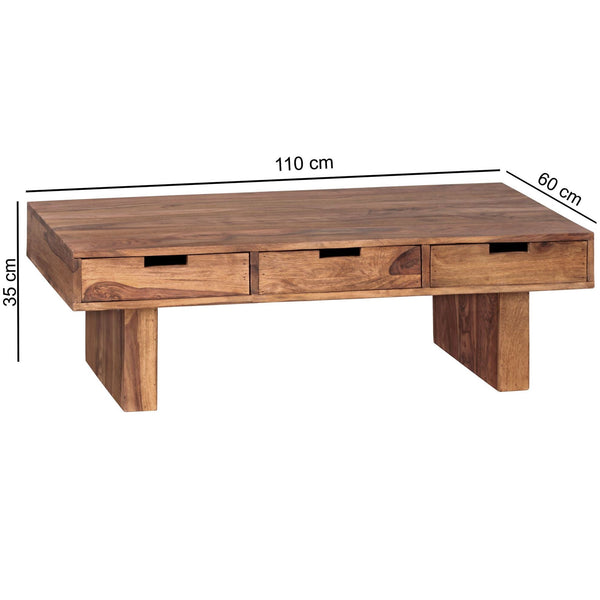Solid Wood Sheesham Coffee Table With 6 Drawers