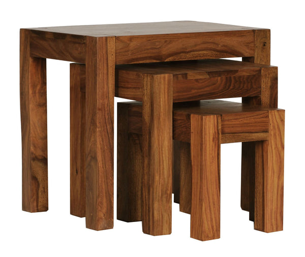 Brandyn Solid Wood Nested Side Table In Honey Finish