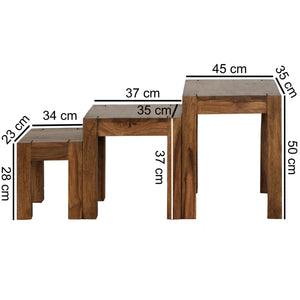 Brandyn Solid Wood Nested Side Table In Honey Finish