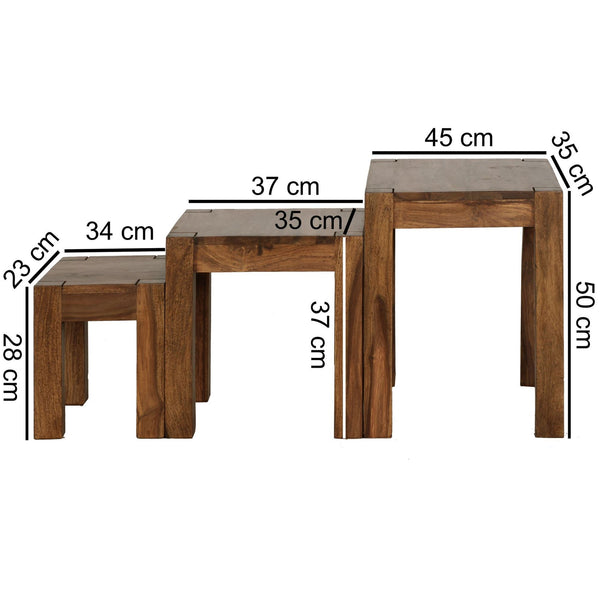 Brandyn Solid Wood Nested Side Table In Honey Finish