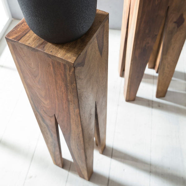 Solid Wood Sheesham Set Of 3 Giraffe Like Legs Side Table