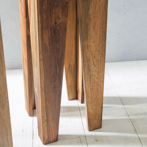 Solid Wood Sheesham Set Of 3 Giraffe Like Legs Side Table