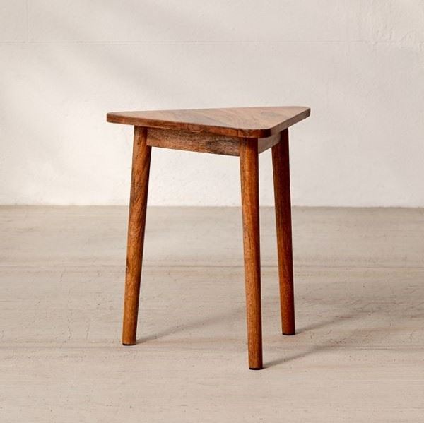 Solid Wood Triangle Side Table Cum Stool