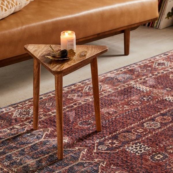 Solid Wood Triangle Side Table Cum Stool