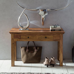 Bartram Solid Wood Console Table In Honey Oak Finish