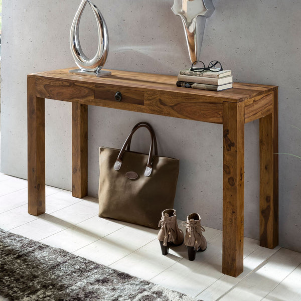 Brindley Solid Wood Console Table In Honey Oak Finish