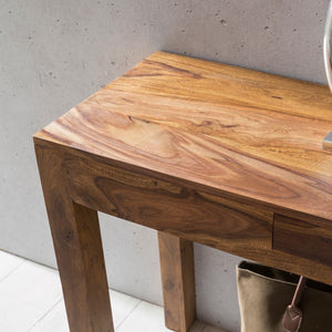 Brindley Solid Wood Console Table In Honey Oak Finish