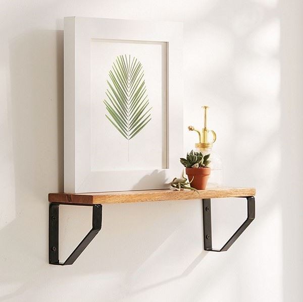 Floating Wooden And Iron Shelf