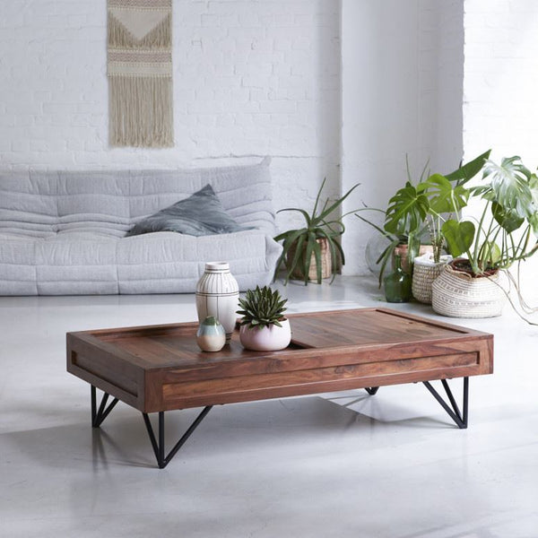 Solid Wood Sheesham Sliding Top Coffee Table
