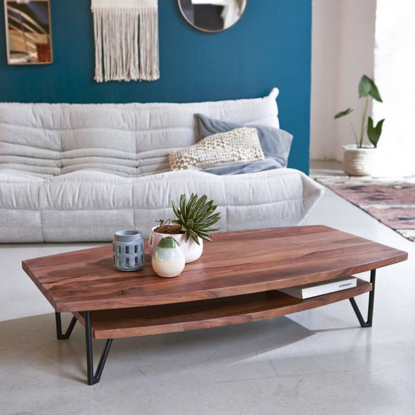 Solid Wood Sheesham Bon Coffee Table With Iron Legs