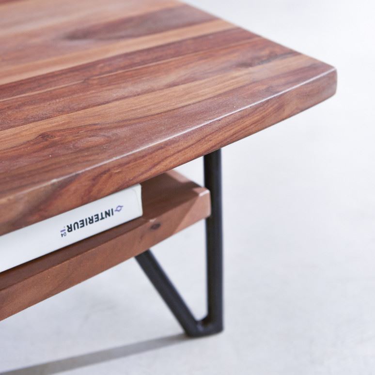 Solid Wood Sheesham Bon Coffee Table With Iron Legs