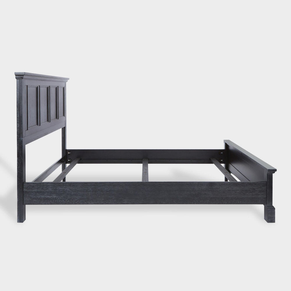 Solid Wood Queen Bed In Black Finish