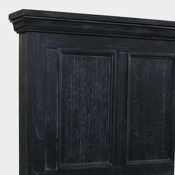 Solid Wood Queen Bed In Black Finish