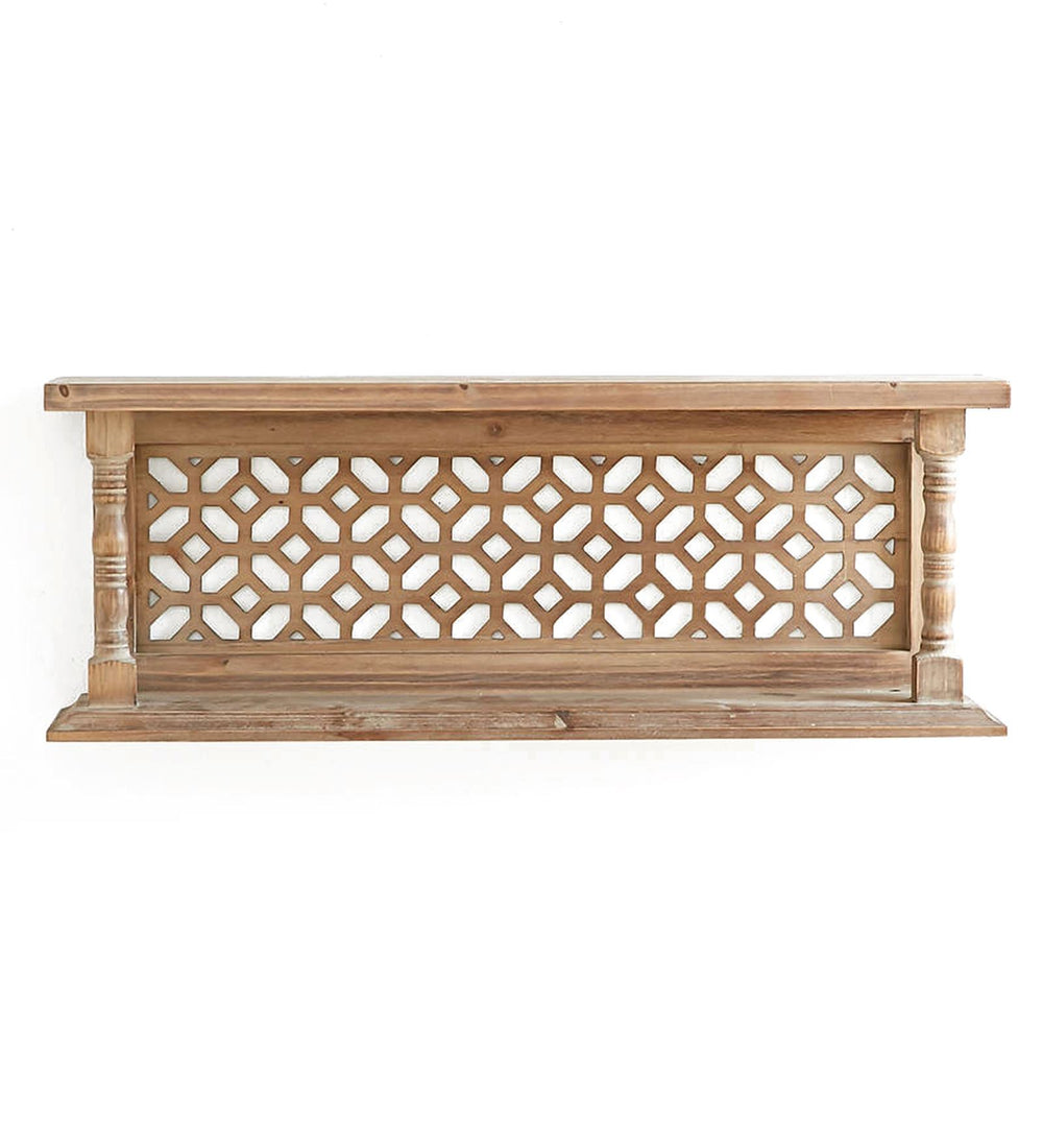 Brown Solid Wood Wall Shelf