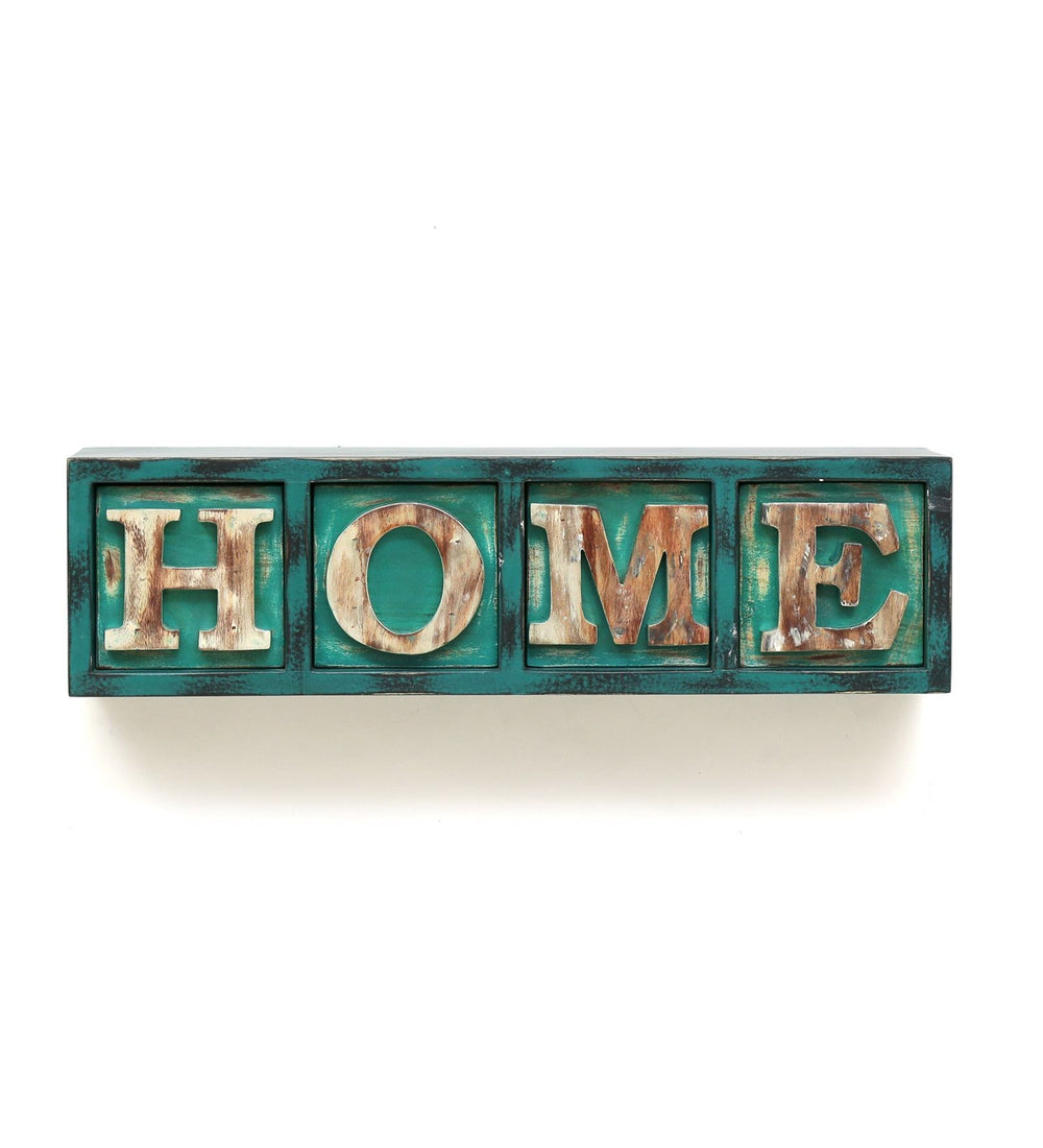 Sheesham Wood Floating Wall Shelves In Green Colour