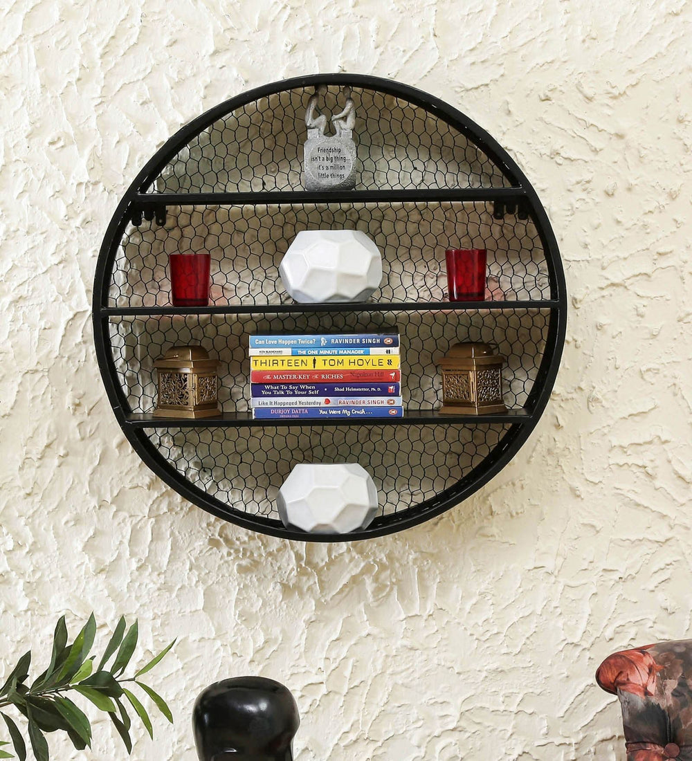 Metal Wall Shelf In Black Colour