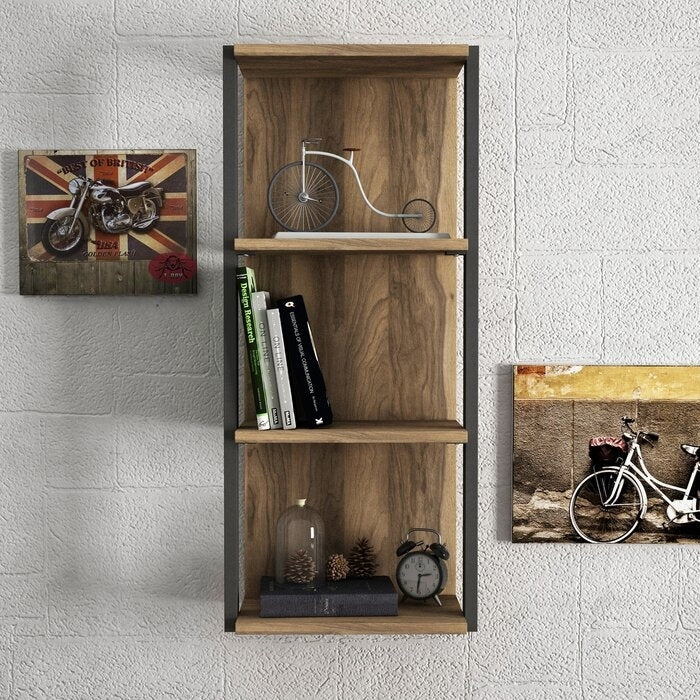 Solid Wood Sheesham Wall Shelf With 2 Iron Frame
