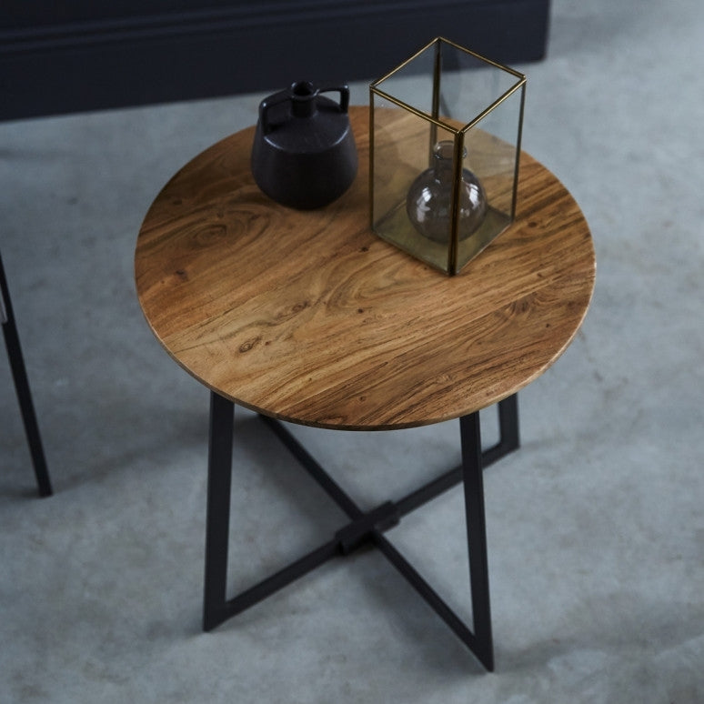 Solid Wood And Iron Temis Side Table