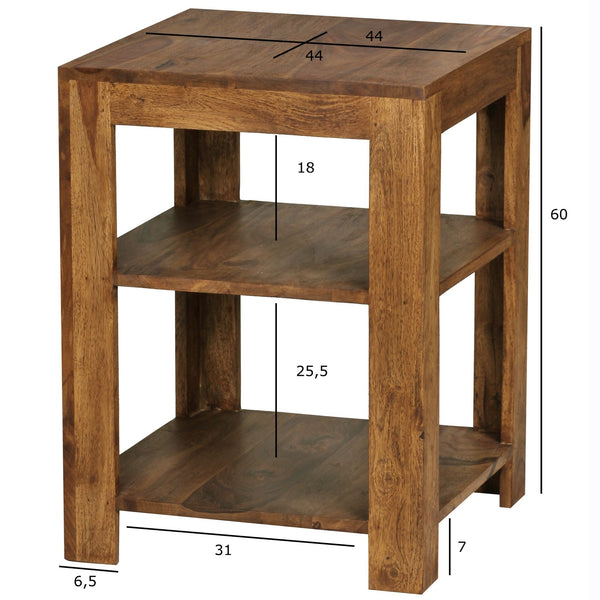 Solid Wood Sheesham Side Table with Storage
