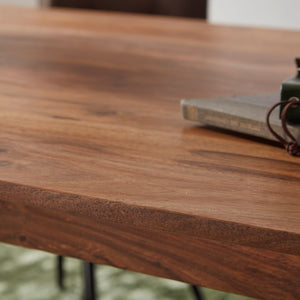 Solid Wood Sheesham Dining Table With Round Legs
