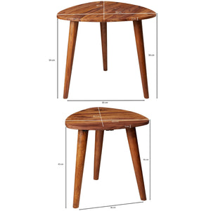 Richelo Solid Wood Nested Side Table In Honey Oak Finish