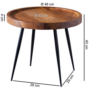 Solid Wood Sheesham Round Side Table With Iron Legs