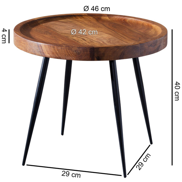 Solid Wood Sheesham Round Side Table With Iron Legs