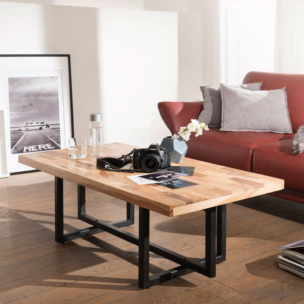 Mix Wood Coffee Table With Iron Legs