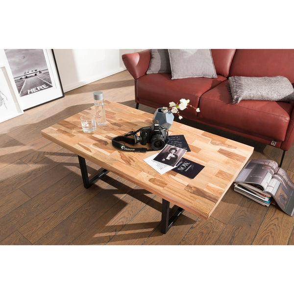 Mix Wood Coffee Table With Iron Legs